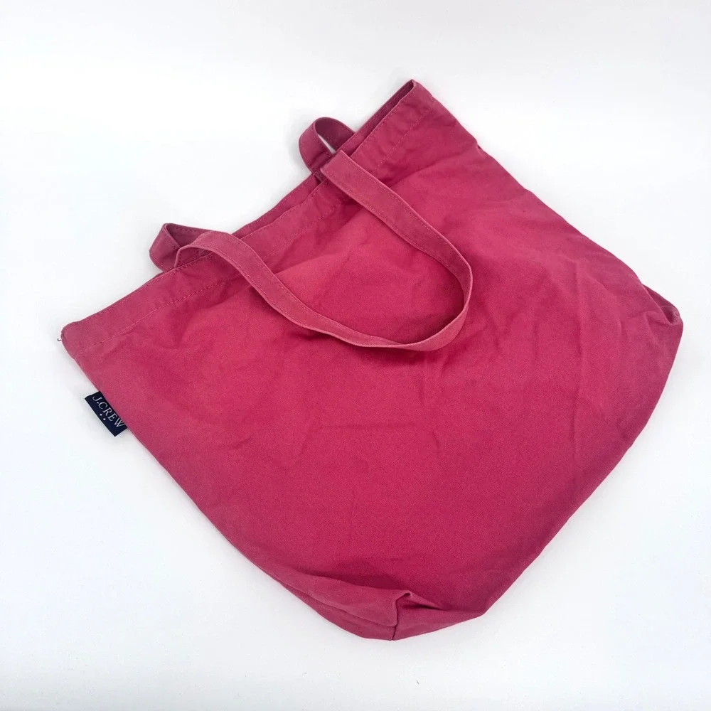 J. Crew Pink Canvas Tote Bag Beach Travel Everyday Casual‎ Nautical Logo